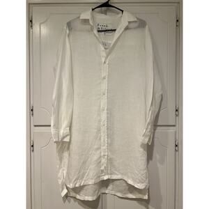 Frank & Eileen Hunter White Linen Shirt Dress Button Front Size Small $398